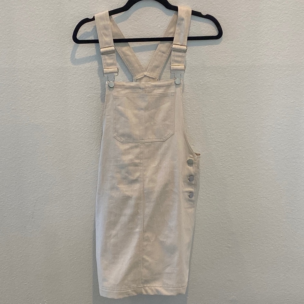 LULUS Jean Pinafore Dress Overalls | Color | Ivory | Size XS | NEVER WORN